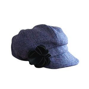 Murcos Weaver Purple Herringbone Cap with Black Flower Accent